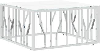 vidaXL Couchtisch Silbern 80x80x40 cm Edelstahl und Glas