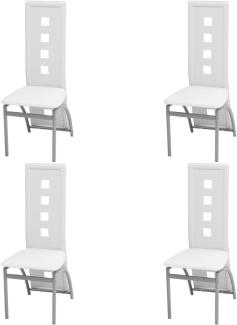 Sets Esszimmerstühle mit Lehne bis zum Boden und Löchern, Kunstleder, 4 Stühle Weiß