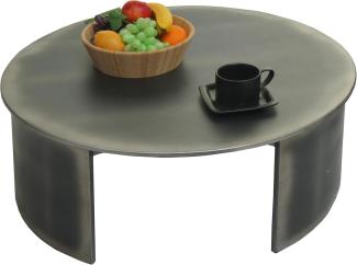 Couchtisch HWC-L74, Beistelltisch Wohnzimmertisch, MVG-zertifiziert Industrial, rund Ø80cm, Metall-Optik gebürstet