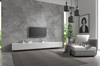 Wuun® TV-Board Lowboard Wohnwand TV-Bank Somero / 280cm (2 x 140cm) / Weiß-Matt/Vita Chrom