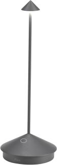 Zafferano, Pina Lamp, Kabellose wiederaufladbare Tischleuchte mit Touch Control, Auch als Außenleuchte verwendbar, Dimmer, 2200-3000 K, Höhe 29 cm, Farbe Dunkelgrau