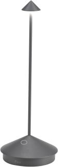 Zafferano, Pina Lamp, Kabellose wiederaufladbare Tischleuchte mit Touch Control, Auch als Außenleuchte verwendbar, Dimmer, 2200-3000 K, Höhe 29 cm, Farbe Dunkelgrau