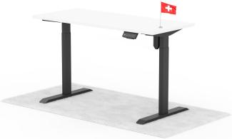 elektrisch höhenverstellbarer Schreibtisch ECO 140 x 60 cm - Gestell Schwarz, Platte Weiss