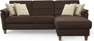 CAVADORE Ecksofa Palera / Federkern-Sofa in L-Form im Landhausstil / 244 x 89 x 163 / Mikrofaser-Bezug, Braun