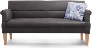 Cavadore 3-Sitzer Sofa Kira mit Federkern / Sitzbank für Küche, Esszimmer / Inkl. Armteilfunktion / 189 x 94 x 81 / Kunstleder grau