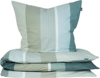 Renforcé Bettwäsche Set Endy Stripes in kuschelweicher Baumwoll-Qualität, Farbe:Petrol und Grün, Größe:135 x 200 cm + 80 x 80 cm
