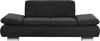 Terrence Sofa 2-Sitzer Veloursstoff Schwarz Metallfüße verchromt