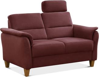 CAVADORE 2er-Sofa Palera mit Federkern / Kompakte Zweisitzer-Couch im Landhaus-Stil / inkl. 1 Kopfstütze / 149 x 89 x 89 / Mikrofaser, Rot