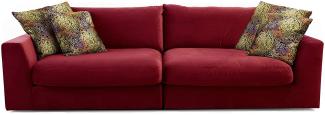 CAVADORE Big Sofa "Fiona"/ XXL-Couch mit tiefen Sitzflächen und weicher Polsterung / modernes Design / 274 x 90 x 112 / Samt rot