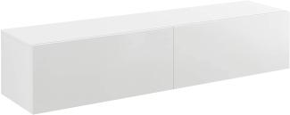Hängeboard Evaton 140x33x30 cm mit 2 Ablageflächen Weiß Hochglanz en. casa