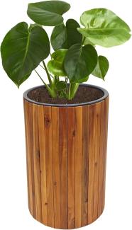 Pflanzkasten HWC-L24, Pflanzkübel Blumentopf Blumenkasten, rund 50x34cm Outdoor Akazie Holz MVG-zertifiziert, braun