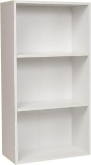 furni24 Breites Bücherregal mit 3 Fächern, Holzregal, Würfelregal, Aufbewahrungsregal, weiß, 60x31x115h