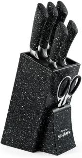 Schäfer Messerblock Messerset Marble Black (7tlg), ergonomische Softgriffe