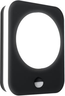 Eglo 99584 Wandleuchte MADRIZ Aluguss schwarz / Kunststoff weiß LxBxH: 23,0x5,0x19,0 cm IP44 3000K mit Sensor