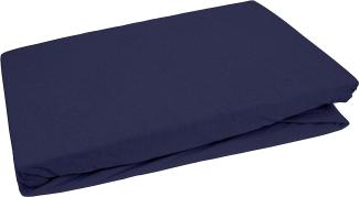 Bettwaesche-mit-Stil Jersey Spannbettlaken dunkelblau 180 – 200 x200cm Höhe bis 30cm