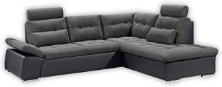 Ecksofa JAK Couch Schlafcouch Sofa Lederlook schwarz grau Ottomane rechts L-Form