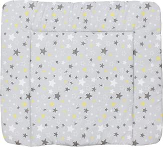 TupTam Baby Wickeltischauflage mit Baumwollbezug Gemustert, Farbe: Sterne Gelb / Grau, Größe: 75 x 85 cm