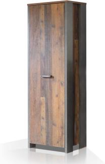 Möbel-Eins CASSIA Garderobenschrank mit 1 Tür, Material Dekorspanplatte, Old Wood Vintage/betonfarbig