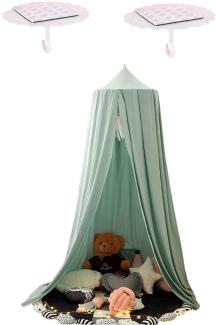 275cm Baby Baldachin Extra groß Betthimmel Kinder Babys Bett Baumwolle Hängende Moskiton für Schlafzimmer Ankleidezimmer Spiel Lesen Zeit Höhe 275 cm (Grün)