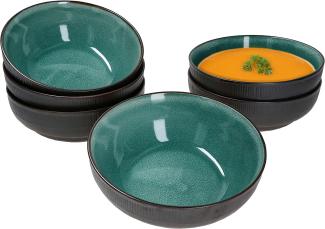 Reactive Glaze Green 6er Set Bowl-Schale 500ml Schüssel Grün Mint Dessert Salat