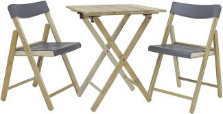 Tramontina Balkonset Potenza 3-teilig Tisch mit 2 Stühlen Gartenmöbel klappbar Anthrazit