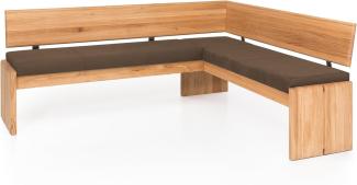 Möbel-Eins SCOTT Eckbank mit Truhe, Material Massivholz/Bezug Kunstleder Kernbuche 224 x 167 cm nougat