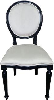 Casa Padrino Barock Esszimmer Stuhl Creme / Schwarz - Handgefertigter Antik Stil Stuhl - Esszimmer Möbel im Barockstil