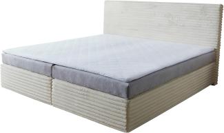 Boxspringbett Dream-Well Plüsch-Cord Beige 200x200 cm Bonell-Matratze PU-Topper