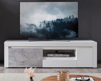 TV-Lowboard Airen in weiß und Marmor grau Optik 180 cm