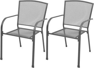 vidaXL Stapelbare Gartenstühle 2 Stk. Stahl Grau