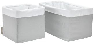 KraftKids Stoff-Körbchen in Doppelkrepp Grau, Aufbewahrungskorb für Kinderzimmer, Aufbewahrungsbox fürs Bad, Größe 20 x 33 x 20 cm