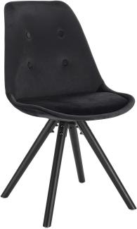 WOLTU® BH196sz-1 1Stück Esszimmerstuhl, Sitzfläche aus Samt, Design Stuhl, Küchenstuhl, Holzgestell, Schwarz