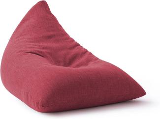 Lumaland Sitzsack Interior Line - Sitzkissen Bean Bag - Dreieckiger Komfort-Sitzsack - 370l Füllung - 150 x 100 x 100 cm - Rot