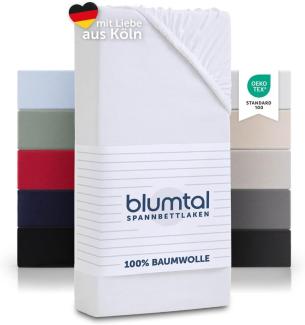 Blumtal® Basics Jersey (2er-Set) Spannbettlaken 140x200cm -Oeko-TEX Zertifiziert, 100% Baumwolle Bettlaken, bis 7cm Topperhöhe, Weiß