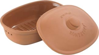 Römertopf Keramik Brottopf aus Ton, ideal für die Aufbewahrung von Brot und Gebäck 30x21cm