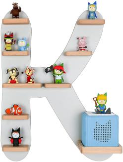 MR TEDDY BEAR Kinderregal Buchstabe K | Holzregal für Toniebox und Tonies | Tonie-Regal hergestellt in der EU | Wandregal zum Spielen und Sammeln | Für Mädchen und Jungen | im K Design in Grau