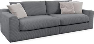 CAVADORE Big Sofa Fiona / Megasofa in Cord mit tiefen Sitzflächen und weicher Polsterung / Cordsofa / 276 x 90 x 109 / Cordstoff Grau