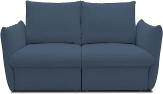 DOMO Collection Cloud Box, 2 Sitzer mit Schlaffunktion und Boxspringfederung, Sofa mit Bettauszug, Schlafsofa, 180 cm, Boxspringsofa in blau