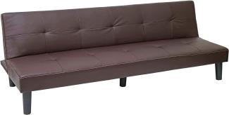 3er-Sofa HWC-G11, Couch Schlafsofa Gästebett Bettsofa Klappsofa, Schlaffunktion 195cm ~ Kunstleder, braun