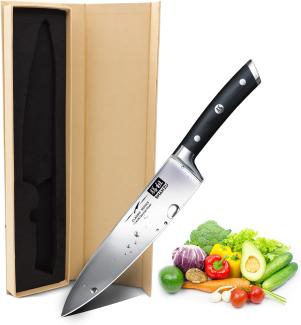 SHAN ZU Kochmesser Deutscher Edelstahl 20cm Küchenmesser Extra Scharfe Messerklinge mit ergonomischer Griff Exquisiter Geschenkverpackung