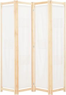4-teiliger Raumteiler Cremeweiß 160 x 170 x 4 cm Stoff