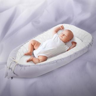 Joyz Babynest, Elefant, Hellgrau, 90x50 cm, Baumwolle, zweiseitig, antiallergisch, tragbar, Multifunktionale Babynestchen, Kokon Babys & Säuglinge, Baby Nest Babybett Neugeborene Kuschelnest Reisebett