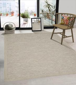 the carpet Calgary - robuster Teppich, Flachgewebe, modernes Design, ideal für Küche und Esszimmer, Vintage-Optik, Boho-Style, besonders flach, auch für den Außenbereich, Beige-Grau, 120 x 160 cm