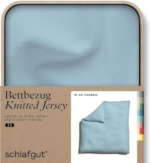 Schlafgut Knitted Jersey Bettwäsche | Bettbezug einzeln 200x200 cm | blue-light