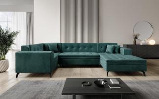 Designer Sofa Neola mit Schlaffunktion Samt Grün Rechts