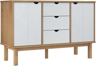 Sideboard Braun und Weiß 113,5x43x73 cm Massivholz Kiefer