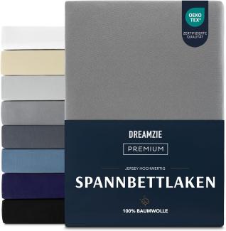 Dreamzie Premium Spannbettlaken 200x200 cm, Spannbetttuch für Dicke Matratzen bis zu 27 cm, Bettlaken 100% Jersey Baumwolle, 150 g/m², Oeko-TEX zertifiziert - Anthrazit