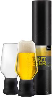 Eisch Becher Craft Beer Experts, 2er Set, Craftbeer, Bierglas, Kristallglas, Transparent / Schwarz, 450 ml, 30020372