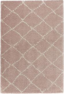 Hochflor Teppich Hash rosa creme - 80x150x3,5cm