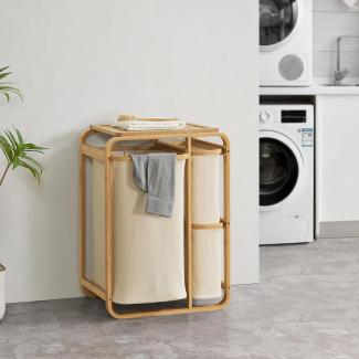 Wäschesammler Evenes mit 3 Wäschekörben Bambus Beige [en. casa]